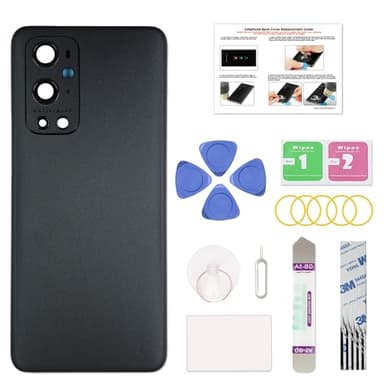 GREEN FUSION Compatible with OnePlus 9 Pro Back Cover Replacement, OnePlus 9 Pro Back Housing Door with Pre-Installed Camera Lens, Repair Tools & Instruction, Stellar Black