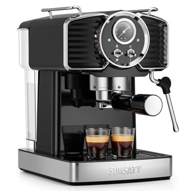 SUMSATY Espresso Machine 20 Bar Espresso Maker with Milk Frother Steam Wand, Professional Expresso Machine for Home Cappuccino & Latte Maker, Retro Coffee Maker with 61oz Water Tank, Black