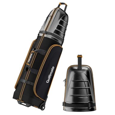 Golf Travel Bags for Airlines with Carbon Fiber Hard Top, Protective Club Traveling Cover with Wheel, Golf Club Carrier Case for Airplanes, Thick Padding, Durable Zipper and 2 Sided Spacious Pockets