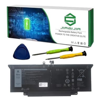 JIAZIJIA JHT2H Laptop Battery Replacement for Dell Latitude 7310 7410 2-in-1 Series Notebook 04V5X2 4V5X2 07CXN6 7CXN6 7.6V 52Wh 6500mAh