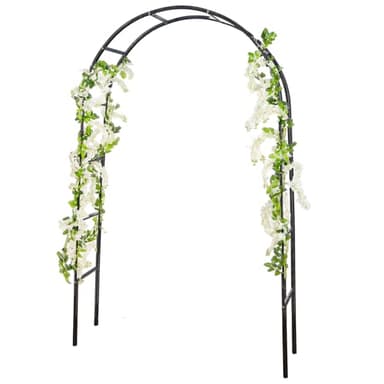 RUBFAC 94" Garden Arch Trellis for Climbing Plants Outdoor, Metal Arch Frame Garden Arbors and Arches, Outdoor Archway for Flower Vines Wedding Bridal Party Decoration, Black