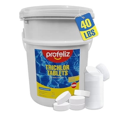 PROFELIZ Chlorine Tablets 3 Inch for Swimming Pools, Kills Bacteria and Stops Algae, Slow Dissolving,Exclusive Protective Packaging,Pool Chlorine Tablets,40lbs