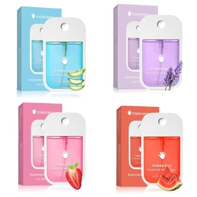 GKOKG 4pcs Hand Sanitizer Spray, Portable Power Mist Hydrating Hand Sanitizers Spray Travel Size, Pocket Hand Sanitizer Multi-Flavor Cleanses Your Hands