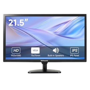 OkVrxyztnl 21.5 inch HD (1920 x 1080) CCTV Monitor, 16:9 with BNC/VGA/HDMI/Built-in Speaker 60Hz Refresh Rate, Monitor for laptops, Computers and desktops,LED Display,VESA 75x75MM