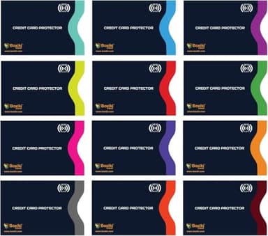 Boxiki Travel RFID Blocking Sleeves, Set with Color Coding | Identity Theft Prevention RFID Blocking Envelopes Set of 12 Credit Card Sleeves (Navy Blue)