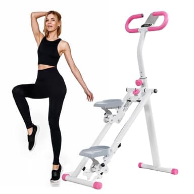 Stair Stepper for Home Gym Exercise, Vertical Climber Exercise Machine for Full Body Workout, Compact Folding Cardio Exercise Climber with Adjustable Handlebar (Pink-New)