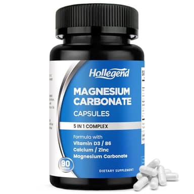 Magnesium Carbonate Capsules, 500mg Magnesium Carbonate Supplement with Calcium, Vitamin B6, D3, Zinc for Digestive, Muscle & Nerve Health, Gentle & High Absorption, Vegan, Non-GMO, 90