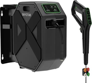 BAYOTAK Pressure Washer, 5000MAX-PSI Wall Mounted Power Washer with 100 FT Retractable Hose, Remote Control, Foam Cannon, 5 Connect Nozzles for Garage/Patio/Home Cleaning