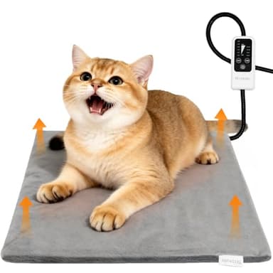 BECEMURU Pet Heating Pad for Dogs & Cats, 18x16 in, Waterproof Heated Bed with 6-Temp & Timer, Chew-Resistant Cord Electric Warm Bed for Senior Pets, Soothing Pain Relief for Arthritis