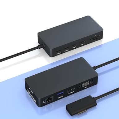 New Surface Dock Triple Displays 4K@60HZ HDMI+VGA, 11 in 1 Surface Docking Station for Surface Pro 11/10/9/8/X/7/6/5/4/3,Surface Laptop 7/6/5/4/3/2/1,Surface Book Go