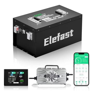160AH 48V Lithium Battery Golf Cart Kit– 75 Miles Ultra-Long Range LiFePO4 Battery with 200A BMS,Deep Cycle 8000+, 58.4V 22A Charger & 2.8″ LCD Screen – Compatible with EZGO Club Car Yamaha Golf Carts