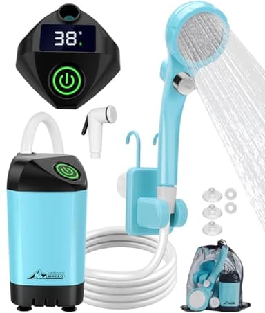 WADEO Portable Shower Camping Shower Outdoor Camp Shower Pump, Electric Rechargeable Portable Camping Shower, Powered by Rechargeable Battery for Camping, Hiking, Traveling