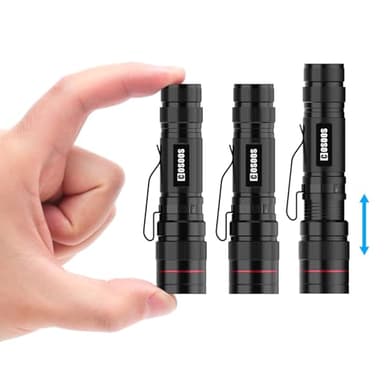 COSOOS 3 Mini LED Tactical Flashlights with Clip, 3.7inch Zoomable Bright AA Flashlight High Lumen, Pocket-Size Penlight, 1 Light Mode, Small Portable Waterproof Pen Flash Light for Camping