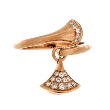 Bvlgari, Pre-Loved Divas' Dream Charm Ring 18K Rose Gold with Diamonds, Rose Gold