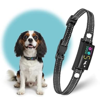No Shock Bark Collar for Small Dogs 8-40 lbs - Beep & Vibration, Smart Screen, 5 Sensitivity, Anti-False Trigger, Magnetic Rechargeable, IP67 Waterproof, Black/Black