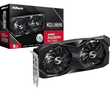 ASRock Radeon RX 7600 Challenger 8GB OC Graphics Card, AMD RDNA 3 Architecture, 8GB GDDR6, PCIe 4.0, Dual Fans, 0dB Silent Cooling, HDMI 2.1, DisplayPort 1.4