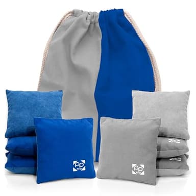 Play Platoon Professional Cornhole Bags - Set of 8 Regulation All Weather Two Sided Bean Bags for Pro Corn Hole Game - 4 Blule & 4 Gray