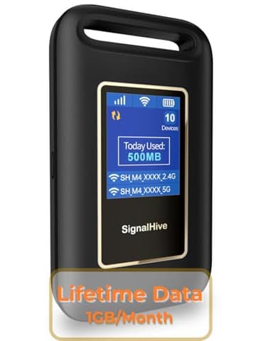 SIGNALHIVE eSIM 4G LTE Mobile Hotspot, Portable WiFi Hotspot for Travel, No SIM Card Required, Secure Internet Device, Connect Up to 10 Devices, Prepaid Monthly Data Included
