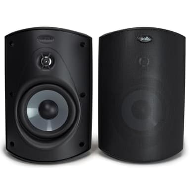 Polk Audio Atrium 6 All-Weather Outdoor Speakers with Bass Reflex Enclosure (Pair, Black), Broad Sound Coverage, Speed-Lock Mounting System