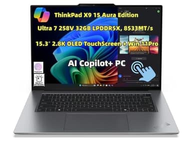 New ThinkPad X9 15 Aura Edition AI Copilot+ Laptop 15.3ʺ 2.8K (2880x1800) OLED Touchscreen Ultra 7 258V Processor 32GB LPDDR5X RAM 1TB SSD Backlit Haptic Fingerprint HDMI WiFi7 Thunderbolt 4 Win 11Pro