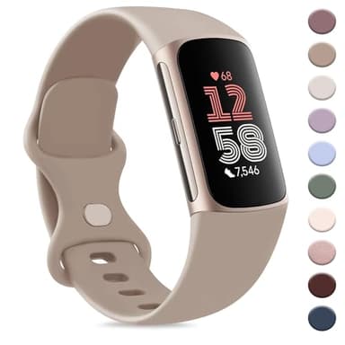 AK Sport Band Compatible with Fitbit Charge 6 Bands / Fitbit Charge 5 Bands Women Men, Classic Soft Replacement Straps Wristbands for Fitbit Charge 6 / 5 Advanced Fitness & Health Tracker (Milk