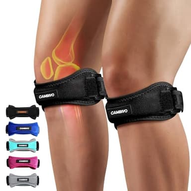 CAMBIVO Patellar Tendon Knee Straps 2 Pack with Extra Straps, Knee Brace for Women & Men, Patella Bands for Pain Relief, Osgood Schlatter, Runner's Knee, Jumper's Knee, Running, Basketball, Hiking