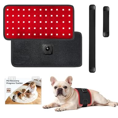 Pets Upgraded Red Light Therapy Belt with Recovery Tracker Booklet,LED Infrared Therapy for Dogs&Cats,4 Modes&4 Adjustable Timer,60 LEDs,660nm&850nm,LED Screen Pet Muscle Recovery for Joint Relief