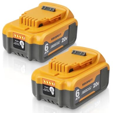 waitley 2-Pack 20V 6.0Ah Replacement Battery Compatible with Dewalt 20V Battery DCB200 DCD/DCF/DCG Series Cordless Power Tools（Not Made in Dewalt）