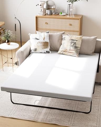 Ferlizer Twin Sofa Bed Mattress Replacement, Sleeper Sofa Mattress Topper for Pull-Out Couches, Trundle, RV. Softer Sleep, Folds Away. CertiPUR-US Certified Memory Foam Topper with Blue Cover