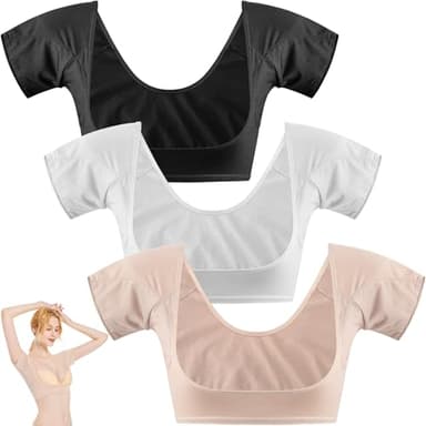 Zhanmai 3 Pcs Underarm Sweat Vest Armpit Sweat Proof Pads for Under Armpits Underarm Proof Pads for Women(Medium,White, Black, Beige)