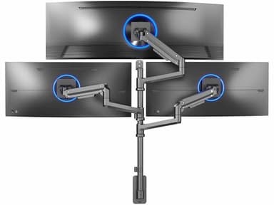 VIVO Pneumatic Arm Triple Ultrawide Monitor Wall Mount for Up to 49 inch Screens with Height Adjustment, Heavy Duty, Holds 3 Ultra Wides Up to 35.2 lbs, Black, MOUNT-VW300D