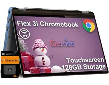 Lenovo IdeaPad Flex 3i Chromebook 2-in-1 Laptop (12.2" FHD+ Touchscreen, Intel N100, 4GB DDR5, 128GB Storage (64GB eMMC + 64GB SD Card)) for Home & Student, NFC, Long Battery Life, Chrome OS, Blue