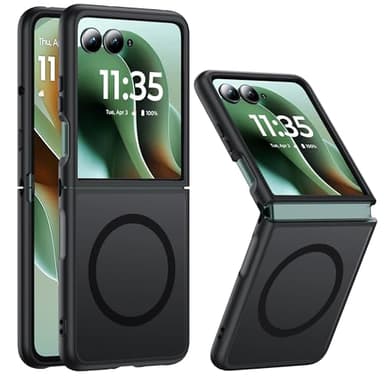 FNDMIL NO.1 Magnetic for Motorola Razr Ultra 2025 Case Compatible with MagSafe[Military Shockproof][Translucent Matte][Anti-Fingerprint] Soft Silicone Bumper for Moto Razr Ultra 2025 Case Slim,Black