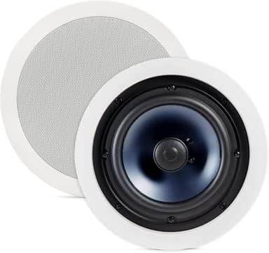 Polk Audio RC60i 2-Way Premium in-Ceiling 6.5 Speakers, Round Indoor Speakers, Set of 2 Perfect for Damp and Humid Indoor Placement - Bath, Kitchen, Covered Porches (White, Paintable Grille)