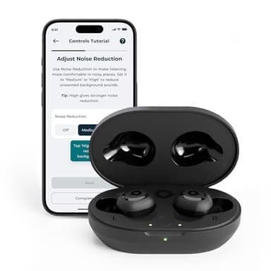 Lexie H1 OTC Rechargeable Hearing Aid Earbuds for Seniors & Hearing Loss - Active Noise Cancelling - Bluetooth Streaming from iOS & Android devices - Includes Charging Case with up to 45 hours of use