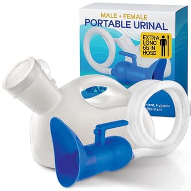 Male Urinal Bottle with 65 Inch Hose and Female Adapter, 2000 mL Portable Spill Proof Urine Container for Bedside, Travel, Elderly, Truck Drivers and Hospital Use