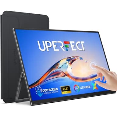 UPERFECT 15.6" Touchscreen Portable Monitor | 1080P IPS Matte Screen, Ultra-Thin Travel Monitor with Adjustable Stand | HDMI USB-C External Display for Laptop, Phone, Mini Host, Game Console