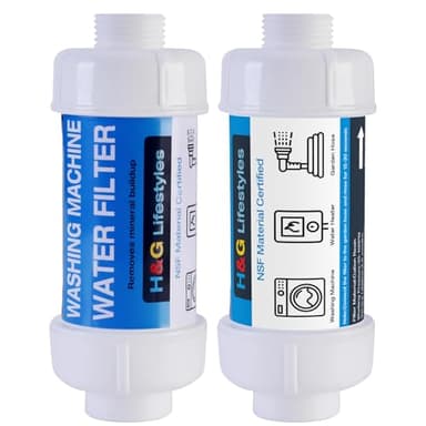H&G Lifestyles Water Filter for Washing Machine,Water Softener Anti-Scale Water Filtration,with 3/4" GHT Garden Hose Filter, Prevent Scale Build-up,for Water Heater Swamp Cooler,2PACKS