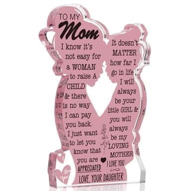 Mom Gifts from Daughter Christmas Gift for Mom, Mom Birthday Ideas Gift Cool Mother's Day Gifts from Daughter Best Mom Ever Gifts New Mom Single Mom Christmas 2024 Acrylic Plaque Sign 5x3in