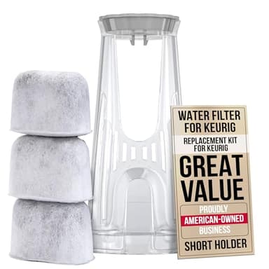 Keurig Starter Kit Replacement for Keurig 2.0 K200, K250, K35, K-Duo, K Duo Hot & Iced Gen 2 and K-Compact Coffee Makers by PureHQ - Includes Short Filter Holder and 3-Pack Cartridges Water Filters