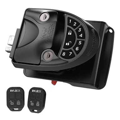 RVLOCK V4 Durable Metal RV Door Lock with Keypad and Remote, Premium Replacement for Trailers, Secure and Convenient Keyless Camper Door Lock Replacement, Patented Security Technology