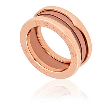 BVLGARI B.Zero1 18k Rose Gold and Cermet 2-Band Ring, Brand Size 53
