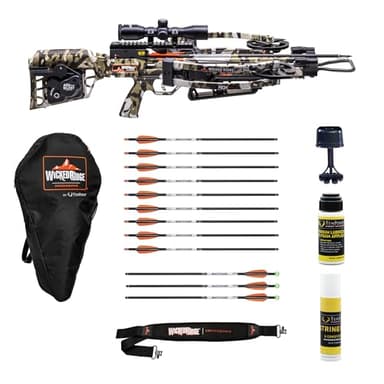 Wicked Ridge by TenPoint RDX 410 Ready-to-Hunt Package - Includes Nine Match 400 Non-Lighted + Three Match 400 Lighted Arrows, Soft Case, Neoprene Sling, Premium Lubricant & String Wax & Conditioner