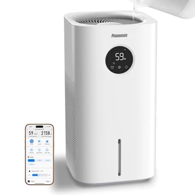 Powerscale MF6 Smart Evaporative Humidifiers for Bedroom, 1.8 Gal Top-Fill, Up to 700mL/h Mist-Free Output, WiFi Smart Touchscreen Control, Auto Filter Dry, Electrolysis Self-Clean, Quiet Sleep Mode