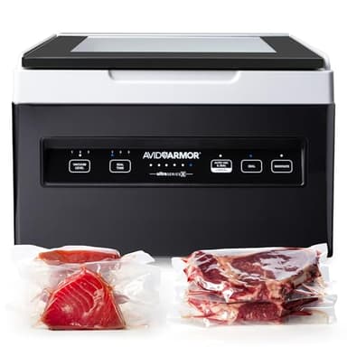 Avid Armor Chamber Vacuum Sealer Machine USVX Ultra Series 10" Seal Bar for Liquid-Rich Wet Foods, Cooking Sous Vide, Infusions. Compact Size Vacuum Chamber Sealer Black Color Great for the Countertop