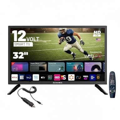 Audiobox 32-Inch Smart TV LED HDTV for RV, Camping 12 Volt | Magic Remote, webOS Hub, Bluetooth, Dual-Band WiFi, & 12V AC/DC Compatibility