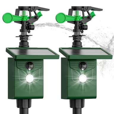 Peepst Solar Cat Repellent Motion Activated Sprinklers for Animal Deterrent 2 Pack Animal Sprinkler Repeller with Motion Sensor Flashing Lights Deer Rabbit Squirrel for Lawn Garden Countryard