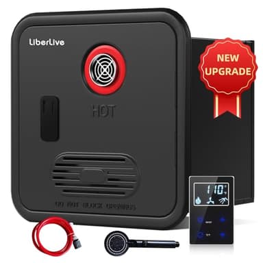 RV Tankless Water Heater Propane, On Demand Instant Gas RV Hot Water Heater, DC 12V, 15 x 15 inch Door & Front Water Outlet, 55000 BTUs 3.9 GPM, Compatible with All RVs, Camper, CSA Certificated