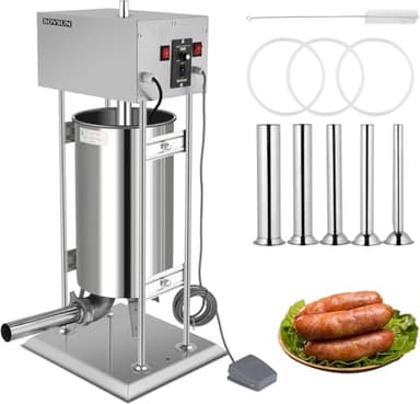 ROVSUN Electric Sausage Stuffer 15.4LBS/10L, Stainless Steel Sausage Maker Machine with Adjustable Speed & 5 Stuffing Tubes, Heavy Duty Vertical Sausage Filling Maker for Commercial and Home Use