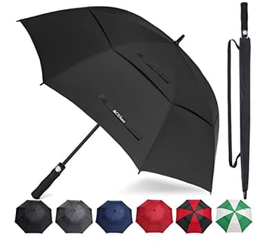 ACEIken Golf Umbrella Windproof Large 62 Inch, Double Canopy Vented, Automatic Open, Extra Large Oversized,Sun Protection Ultra Rain & Wind Resistant Stick Umbrellas (Black)